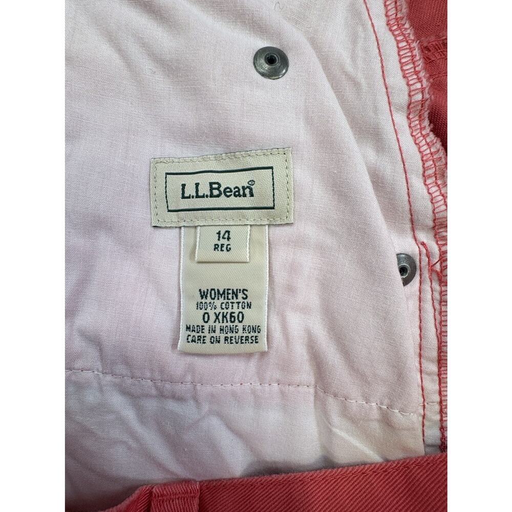 L.L. Bean Women's Shorts Size 14 Regular Coral Red Cotton Twill Chino Flat Front - Picture 4 of 8